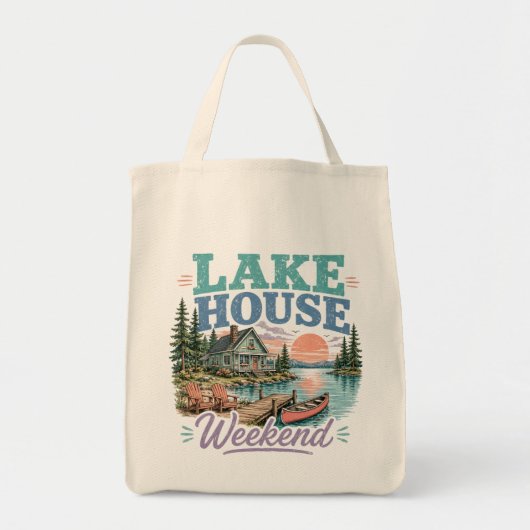 Weekendhuisje aan het meer, Lakeside Sunset Tote Bag (Voorkant)