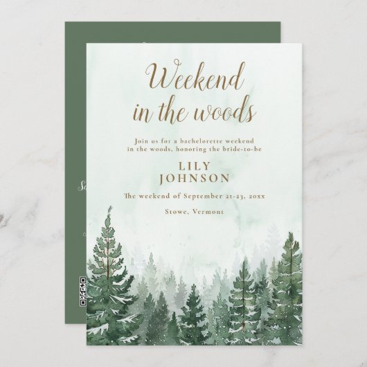 Weekendje in het Bos Rustic Forest Bachelorette Kaart (Voorkant / Achterkant)