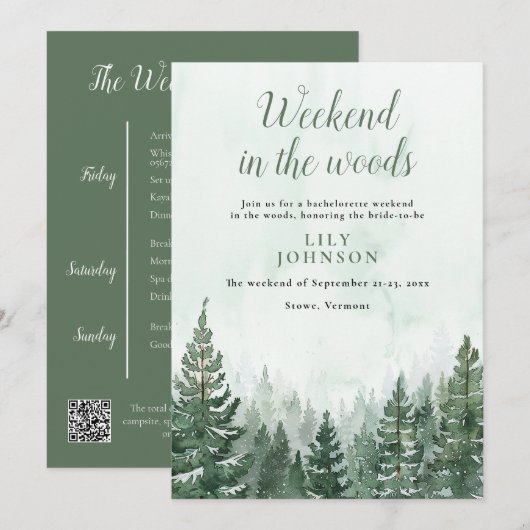 Weekendje in het Bos Rustic Forest Bachelorette Kaart (Voorkant / Achterkant)