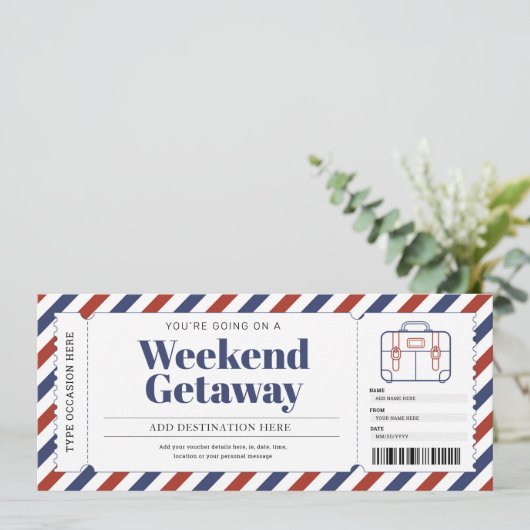 Weekendje weg Vakantiereis Cadeaubon Kaart (Staand voorkant)