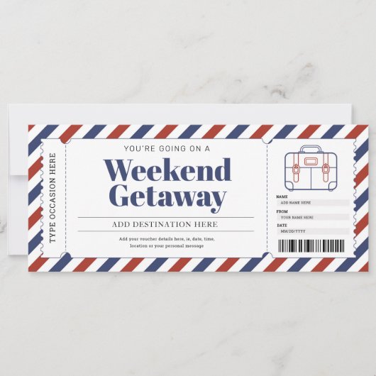 Weekendje weg Vakantiereis Cadeaubon Kaart (Voorkant)