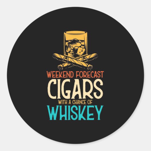 Weekendkaarten met een kans op whisky ronde sticker (Voorkant)