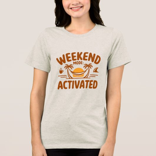 Weekendmodus geactiveerd hangmat Sunset Design Tri-Blend Shirt (Voorkant)