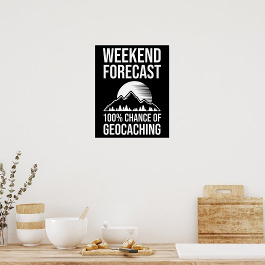 Weekendprognose - 100% kans op geocaching poster (Keuken)