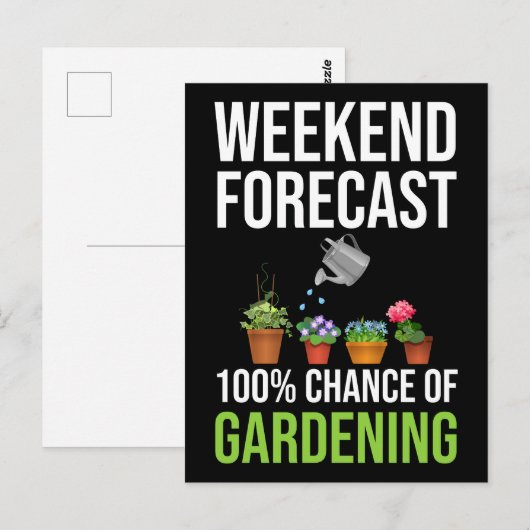 Weekendprognose 100% kans op tuinieren briefkaart (Voorkant / Achterkant)