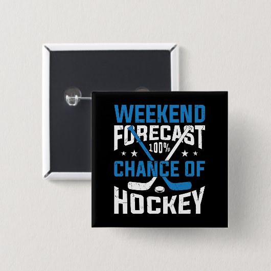 Weekendprognose 100 % ockey vierkante button 5,1 cm (Voorkant /achterkant)