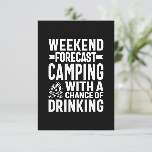 Weekendprognose Camping met de mogelijkheid om te  RSVP Kaartje (Staand voorkant)