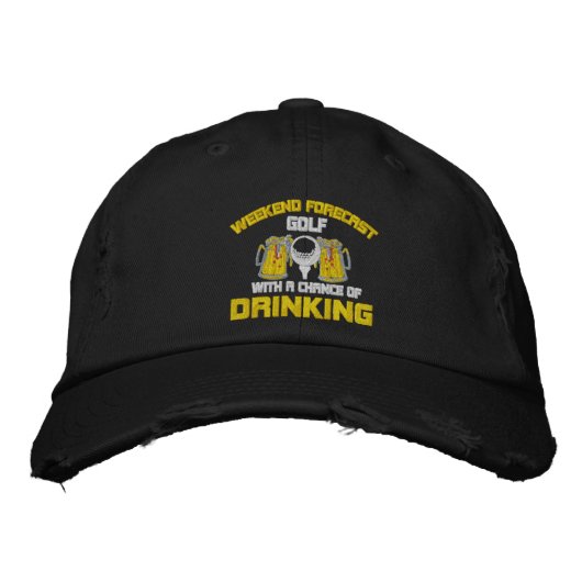 Weekendprognose Golf en Beer Humor Geborduurde Pet (Voorkant)