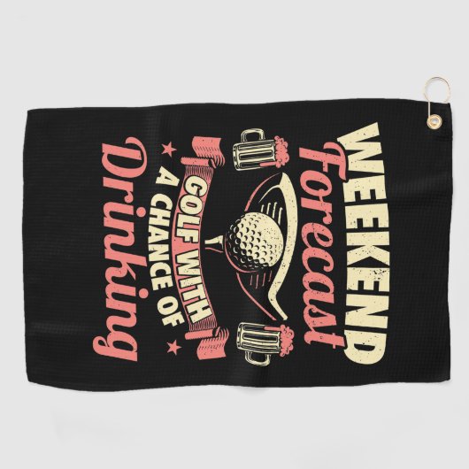 Weekendprognose Golf met kans op Drink Golfhanddoek (Horizontaal)