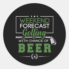 Weekendprognose GOLFING en BEER Funny Golf Ronde Sticker
