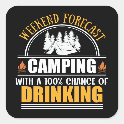 Weekendprognose met kans op drink vierkante sticker (Voorkant)