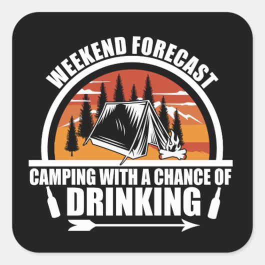 Weekendprognose met kans op drink vierkante sticker (Voorkant)