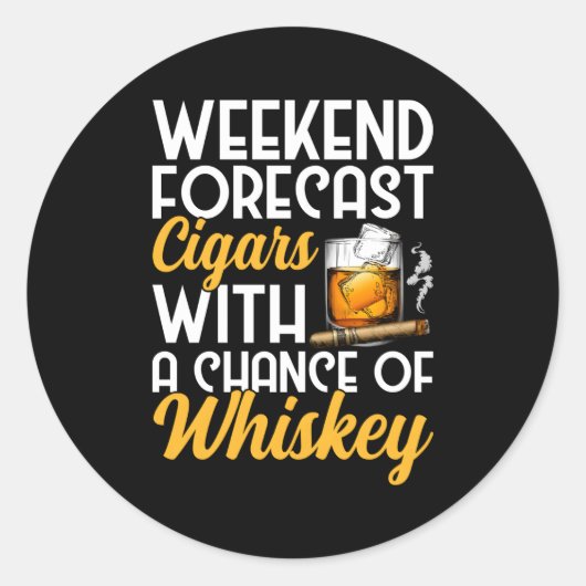 Weekendprognose sigaren en whisky Bourbon Drinke Ronde Sticker (Voorkant)