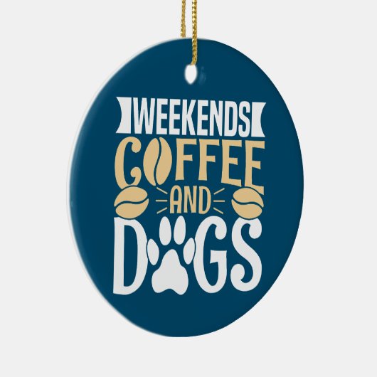 Weekends Coffee en Dogs Notitieboek Keramisch Ornament (Rechts)