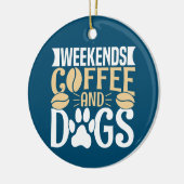 Weekends Coffee en Dogs Notitieboek Keramisch Ornament (Links)