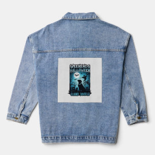 Weekends Halloween Honden Geest Volle Maan Silhoue Denim Jacket