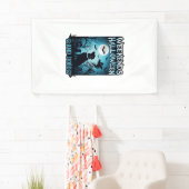 Weekends Halloween Honden Geest Volle Maan Silhoue Spandoek (Insitu)