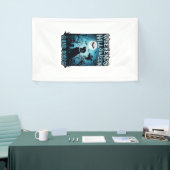 Weekends Halloween Honden Geest Volle Maan Silhoue Spandoek (Beurs)