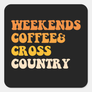 Weekends Koffie Cross Country Runner Vierkante Sticker