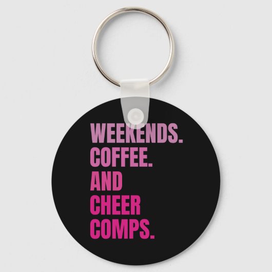 Weekends Koffie En Cheer Comps Retro Cheerleading Sleutelhanger (Voorkant)