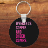 Weekends Koffie En Cheer Comps Retro Cheerleading Sleutelhanger (Voorkant)