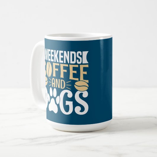 Weekends Koffie en Honden Koffiemok (Voorkant links)