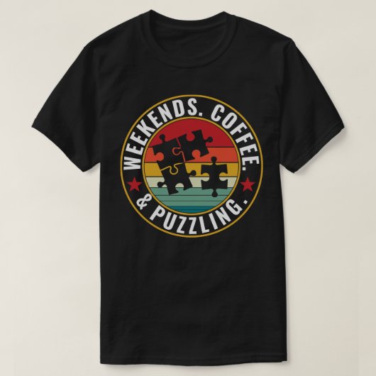 Weekends Koffie en Puzzelen Grappige Puzzel T-shirt (Design voorkant)