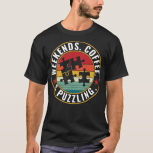 Weekends Koffie en Puzzelen Grappige Puzzel T-shirt