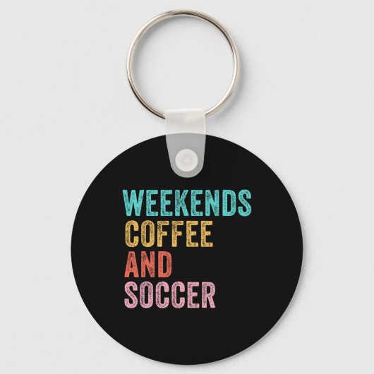 Weekends Koffie En Voetbal Grappige Voetbalmoeder Sleutelhanger (Voorkant)