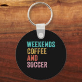 Weekends Koffie En Voetbal Grappige Voetbalmoeder Sleutelhanger (Voorkant)