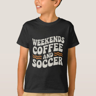 Weekends Koffie En Voetbal Schattig Retro Moeder L T-shirt