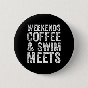 Weekends Koffie en Zwemmen Ontmoet Retro Koffie Li Ronde Button 5,7 Cm