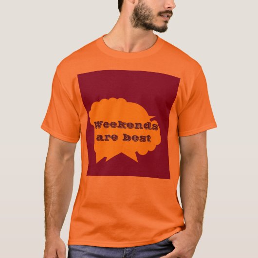 Weekends zijn het beste motief op paarse t-shirt (Voorkant)