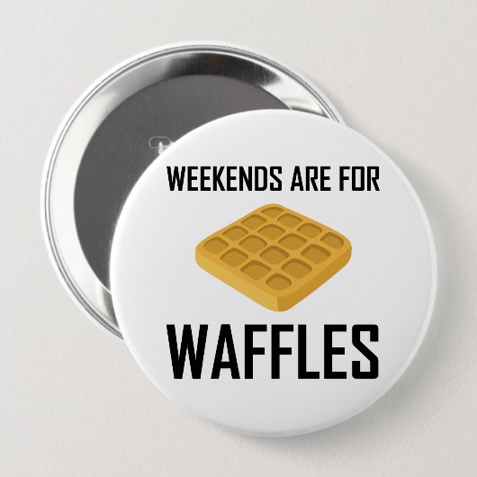 Weekends zijn voor wafels ronde button 4,0 cm (Voorkant /achterkant)