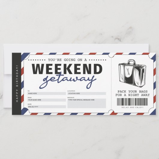 Weekenduitstap Cadeaoreis Reisvoucher Kaart (Voorkant)