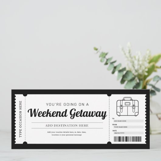 Weekenduitstap Cadeaoreis Reisvoucher Kaart (Staand voorkant)