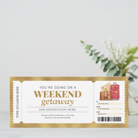 Weekenduitstap Gouden Cadeaoreis Reisvoucher Kaart (Staand voorkant)
