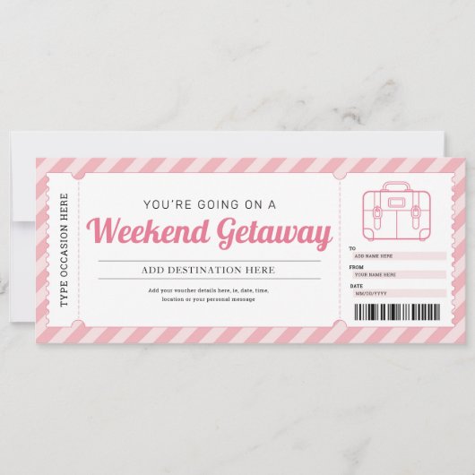 Weekenduitstap Reis Roze Cadeaureis Kaart (Voorkant)