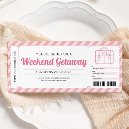 Weekenduitstap Roze Cadeaubon Reisvoucher Kaart