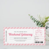 Weekenduitstap Roze Cadeaubon Reisvoucher Kaart (Staand voorkant)