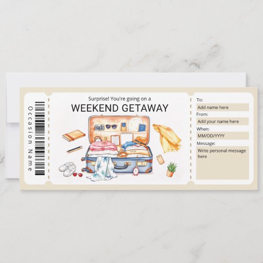 Weekenduitstapvoucher Kaart (Voorkant)