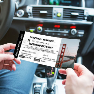 Weekendverrassing Getaway Boarding pass Ticket Kaart
