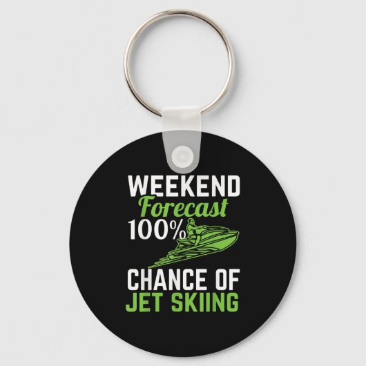 Weekendvoorspelling 100% Kans op Jetskiën, Grappig Sleutelhanger (Voorkant)