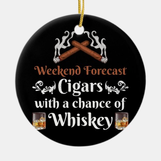 Weekendvoorspellingen voor varkens en whisky keramisch ornament (Voorkant)