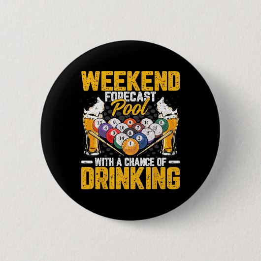 Weekendvoorspellingszwembad met kans op Drink - Ronde Button 5,7 Cm (Voorkant)