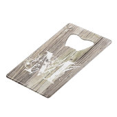 Weekhout monogrammen creditkaart flessenopener (Achterkant Gekanteld)
