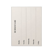 Weekkalender beige bedrijfsnaam notitieblok (Linkerzijde)
