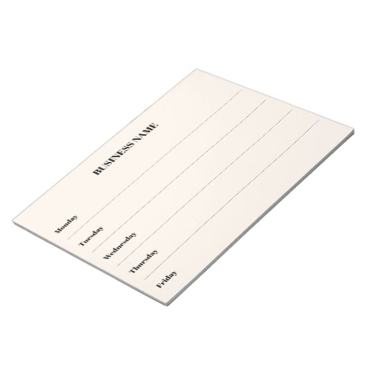 Weekkalender beige bedrijfsnaam notitieblok (Schuin)