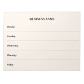Weekkalender beige bedrijfsnaam notitieblok (Voorkant)
