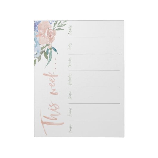 Weekkalender waterverf bloemen notitieblok (Linkerzijde)